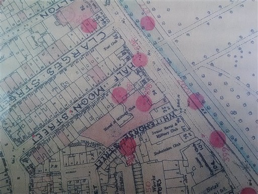 Photo:Bomb Map: Naval and Military Club, Piccadilly and 42 Half Moon Street W1