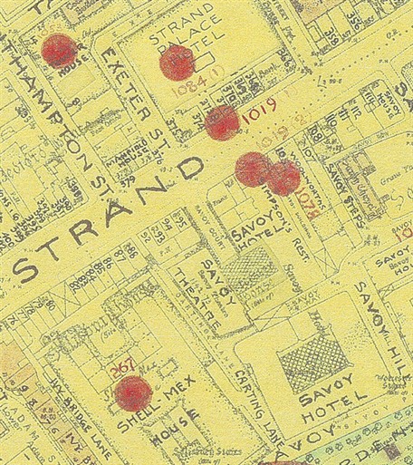 Photo:Bomb Map: The Strand, 16 November 1940