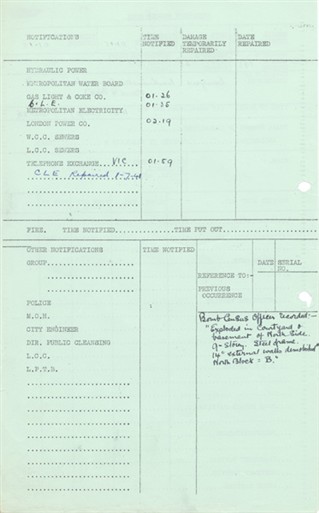 Photo:Westminster Gardens, 11 May 1941: Second Page of Incident Report