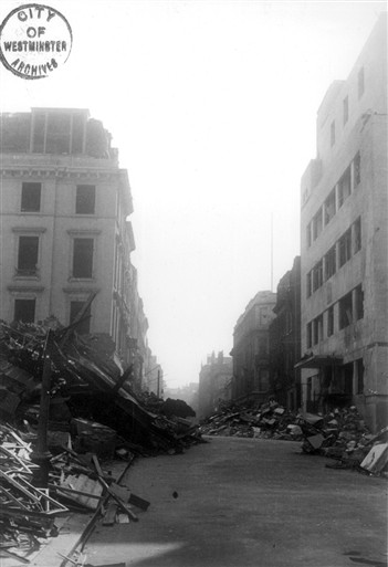 Photo:Bomb damage to 21A Savile Row,opposite the West End Central Police Station