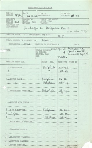 Photo:ARP Permanent Record Book, 29 September 1940