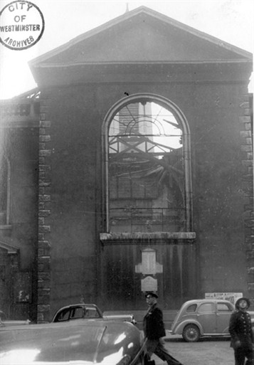 Photo:Damage to St Anne's Church, Soho, 7 October 1940