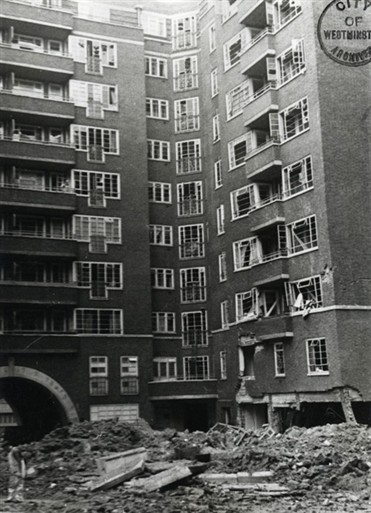 Photo:Westminster Gardens, May 1941: Bomb Damage