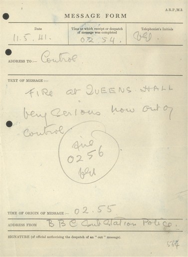 Photo:St Marylebone ARP Message Form, Queen's Hall, 11 May 1941